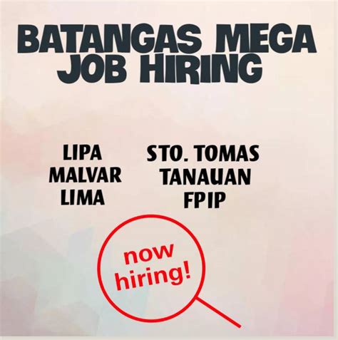urgent job hiring in sto tomas, batangas|Urgent! Jobs in Santo Tomas, Batangas .